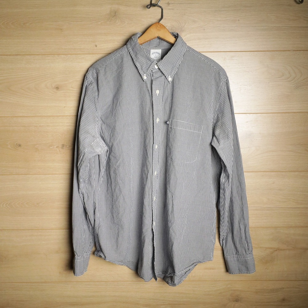 Brooks Brothers Mens Slim Fit Gingham Button Down Long‎ Sleeve Shirt Large